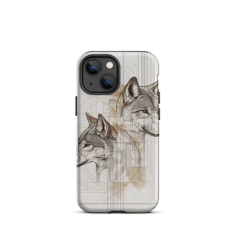 Geometric Harmony: The Essence of Wolves | Phone Case |  13 mini | Tough Case | Matte