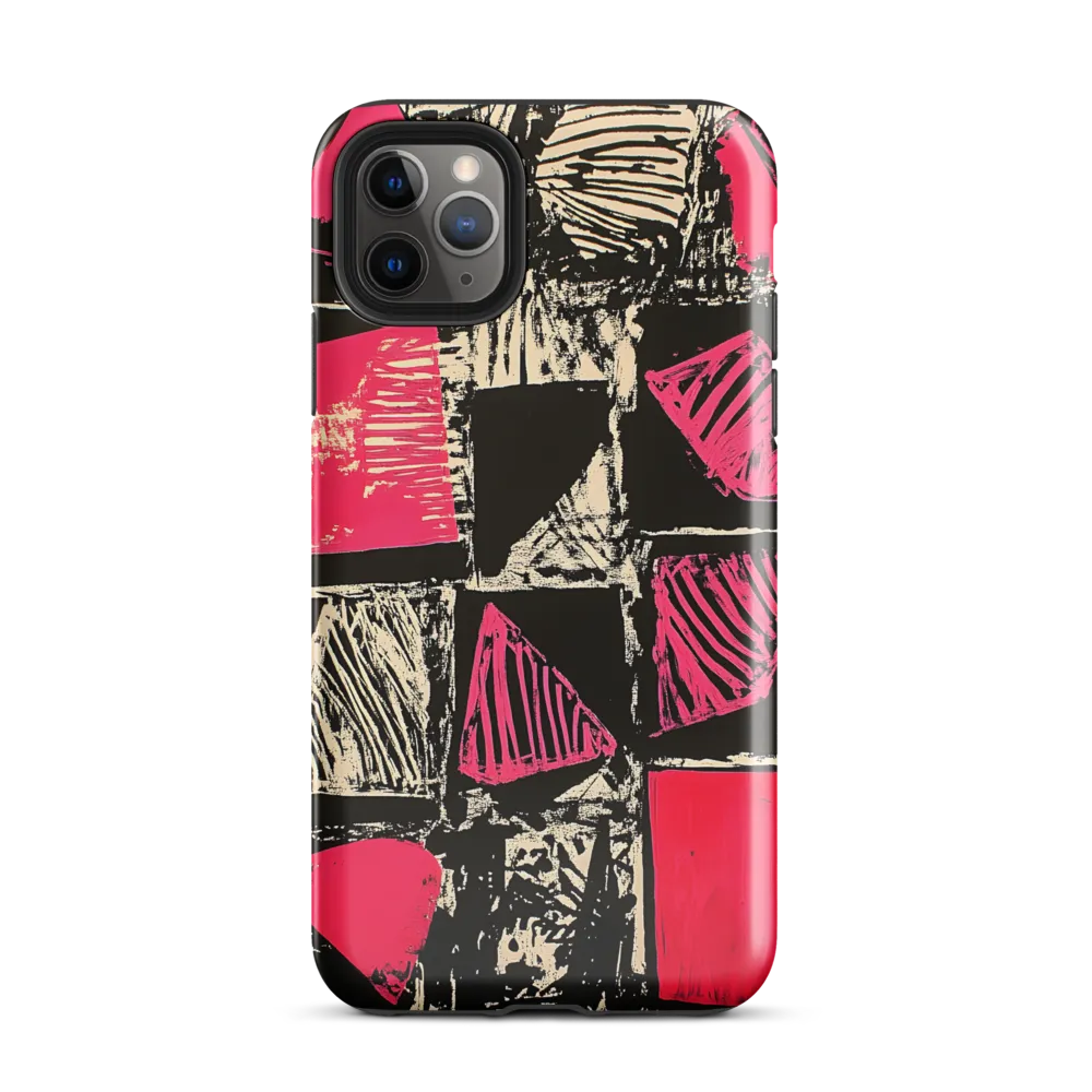 Geometric Symphony in Pink and Black | Phone Case |  11 Pro Max | Tough Case | Glossy