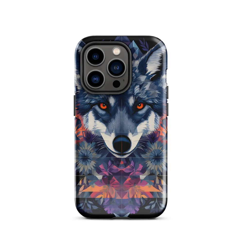 Mystical Wolf Amidst Floral Geometry