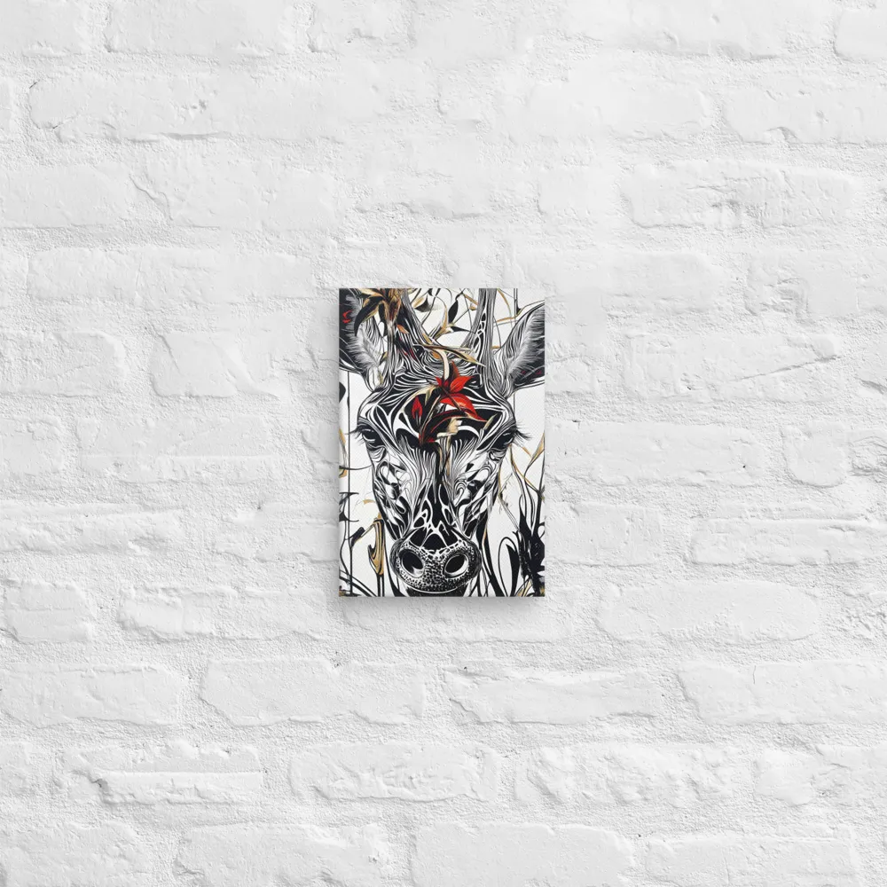 Floral Elegance: The Giraffe's Portrait | Canvas | 8″×12″