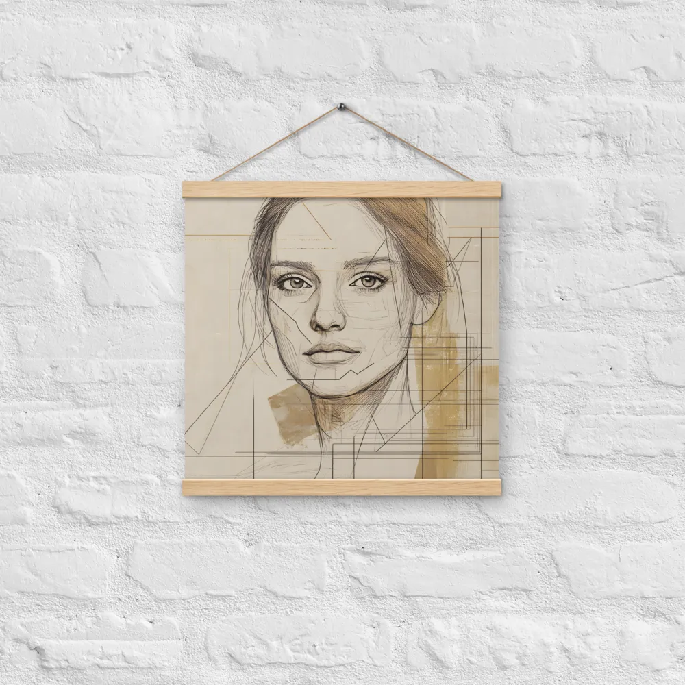 Geometric Elegance: A Modern Portrait | Poster With Oak Wood Hanger | 16″×16″