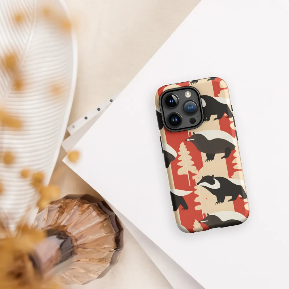 Wildlife Pattern: The Badger Tale | Phone Case |  15 Pro | Tough Case | Matte