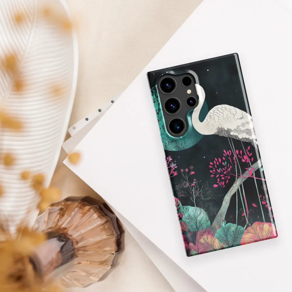 Ethereal Presence: Heron in a Floral Dreamscape | Phone Case |  S24 Ultra | Snap Case | Glossy