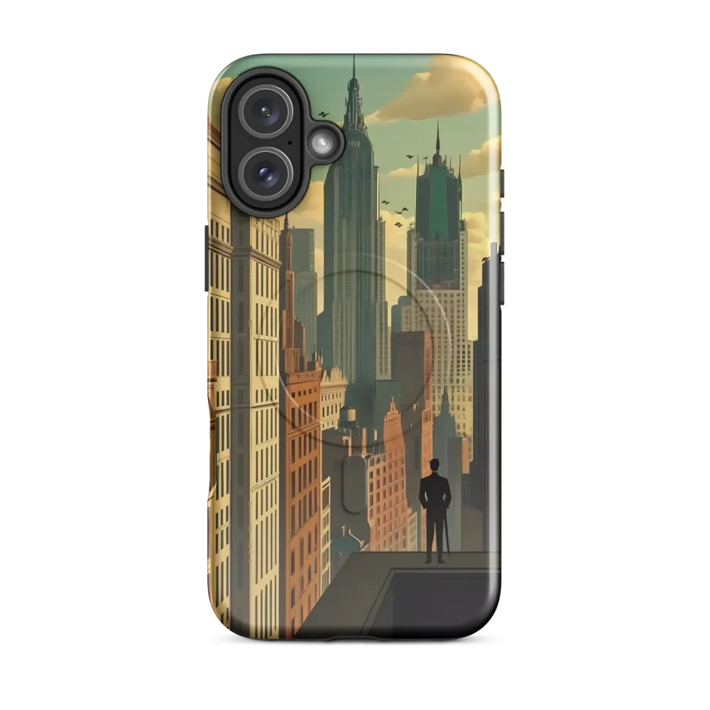 Urban Dreams: A Silhouette in Art Deco Cityscape