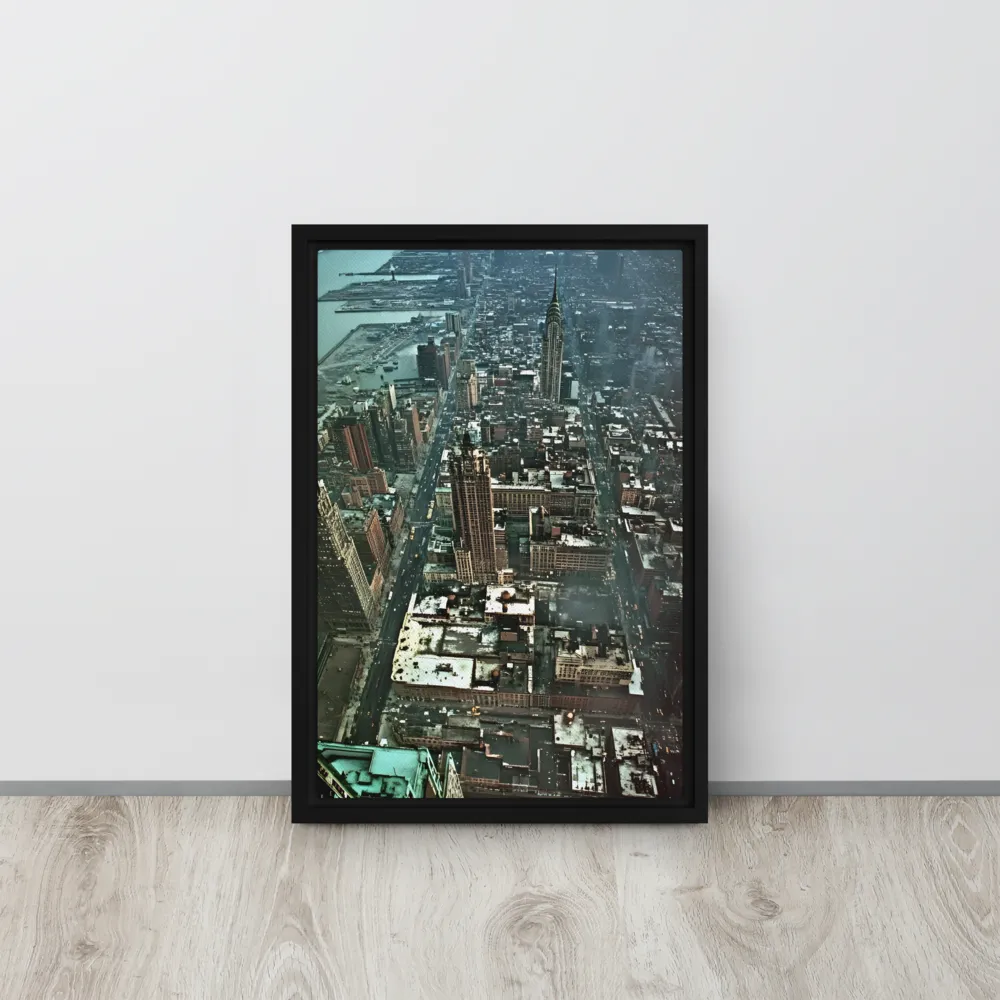 Aerial Symphony of Urban Life | Canvas with Black Frame | 12″×18″