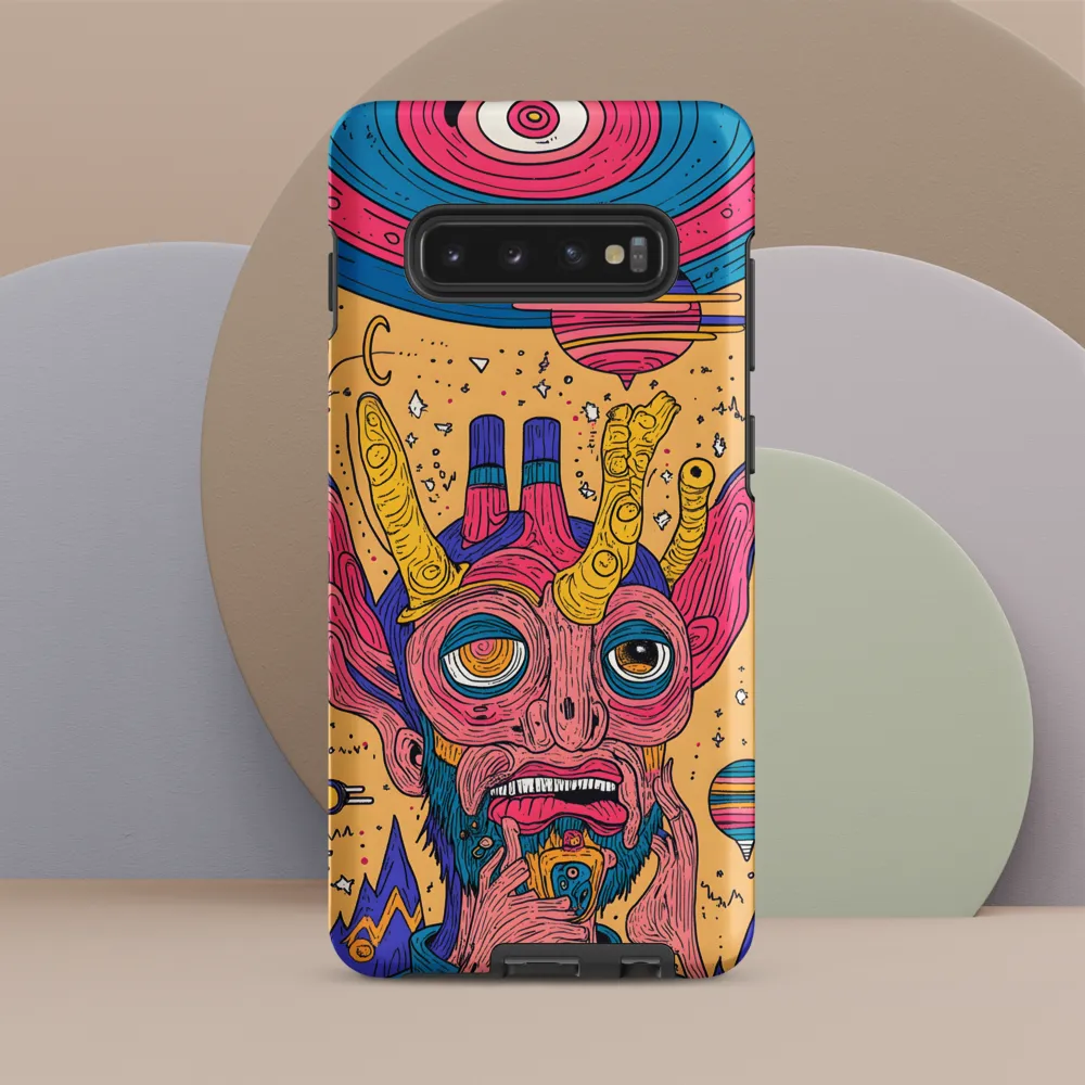 Horned Portrait on a Peach Field
