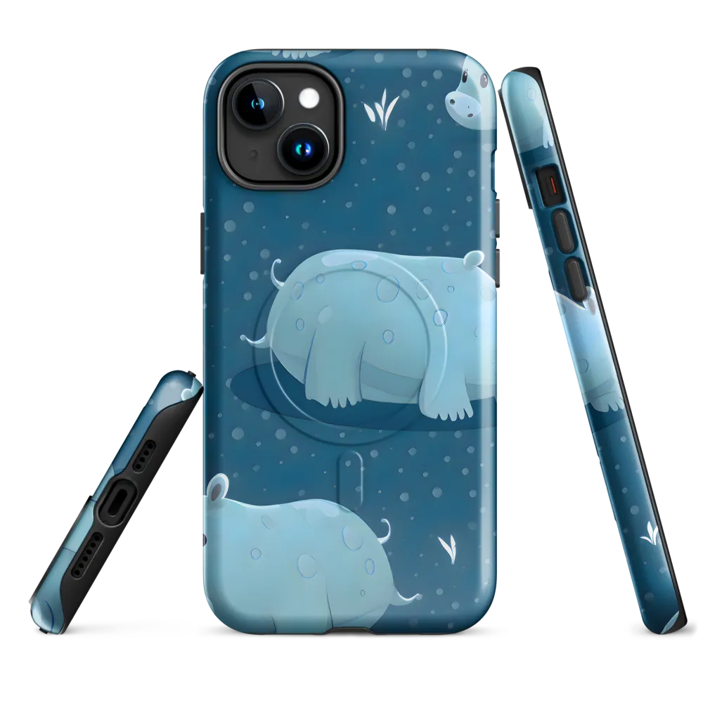Whimsical Hippo Play | Phone Case |  15 Plus | MagSafe® Tough Case | Glossy
