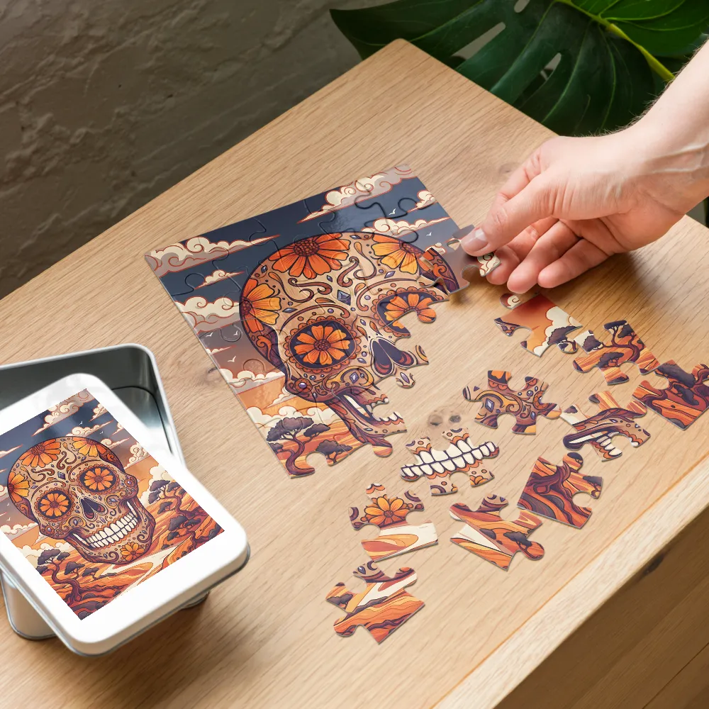 Floral Sugar Skull 
 Jigsaw Puzzle in Tin Box
