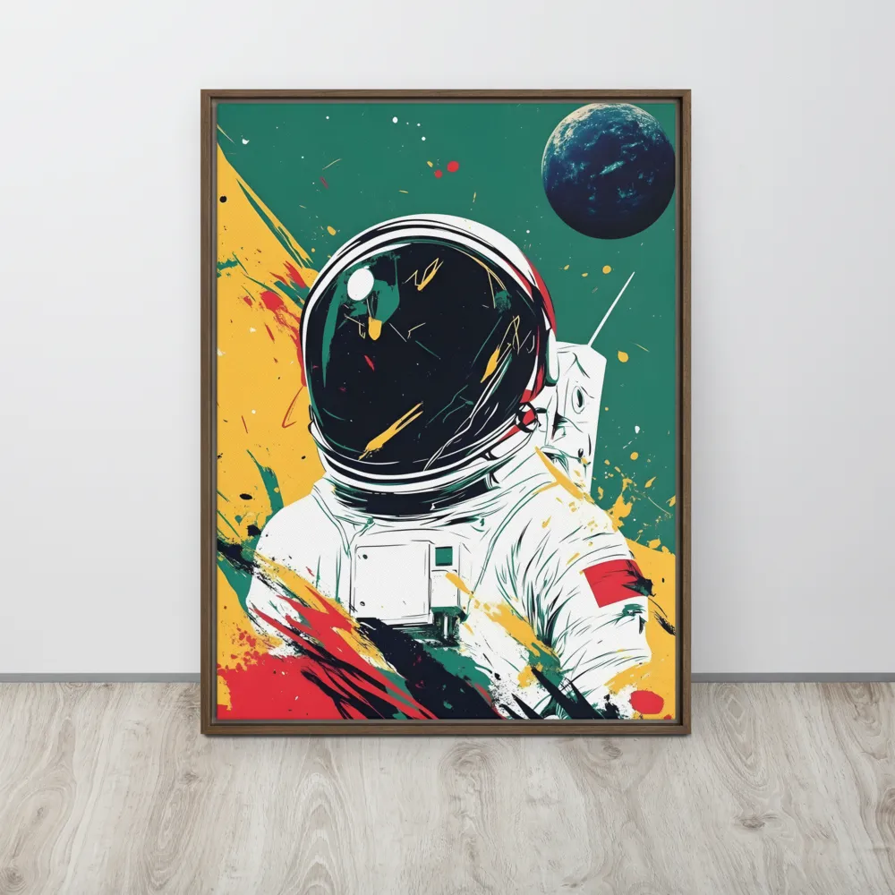 Galactic Explorer: A Modern Odyssey | Canvas with Brown Frame | 24″×32″
