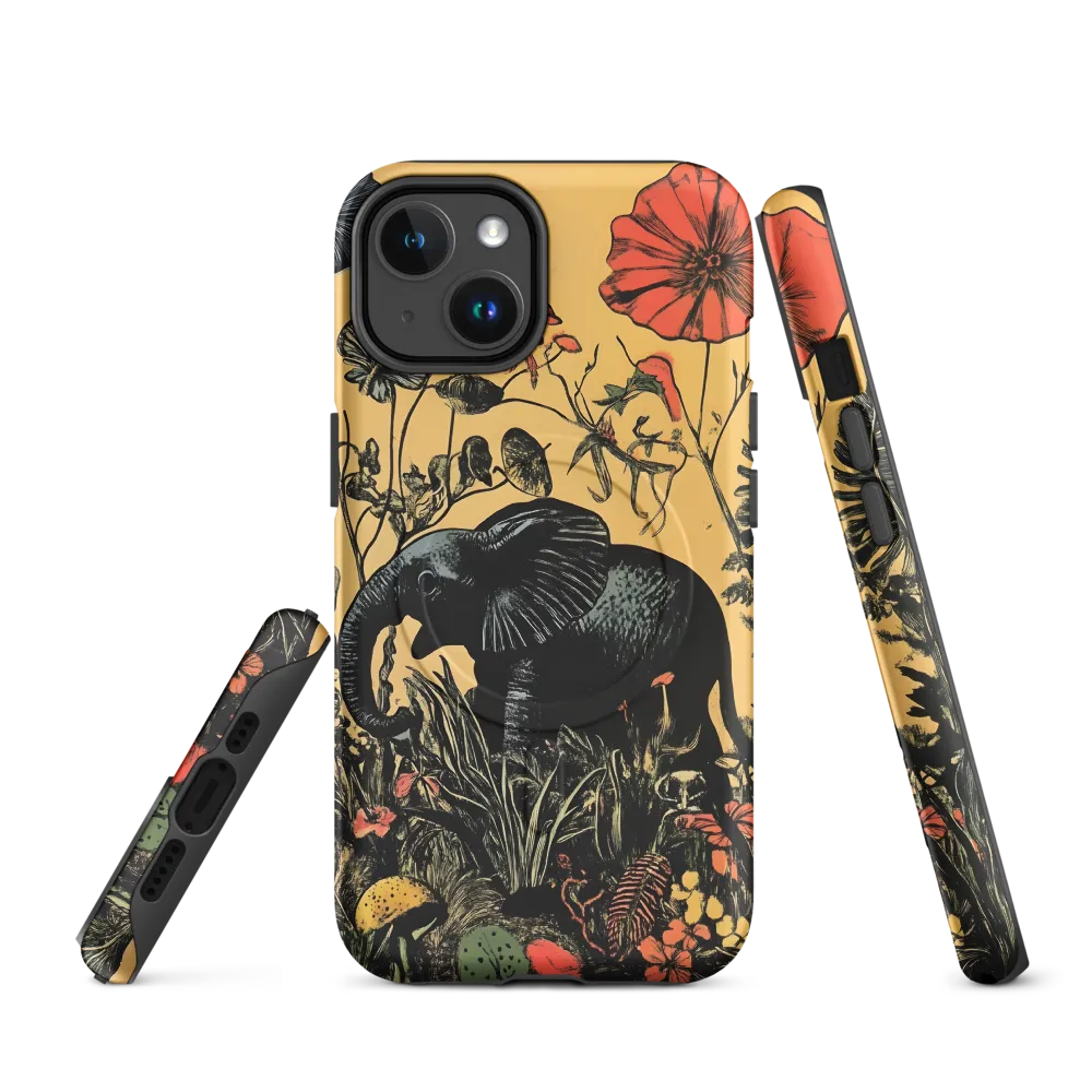 Floral Majesty: The Elephant's Sanctuary | Phone Case |  14 | MagSafe® Tough Case | Matte