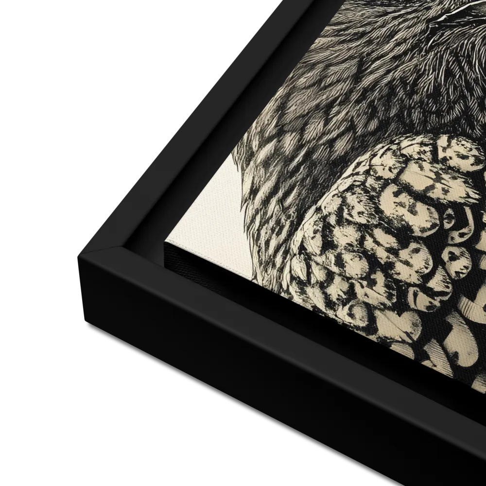 Majestic Owl in Detail | Canvas with Black Frame | 12″×16″