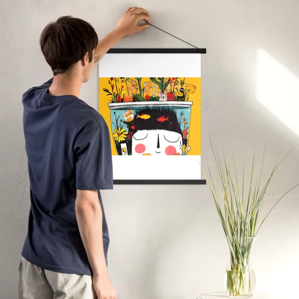 Whimsical Garden Head | Poster With Black Wood Hanger | 18″×24″