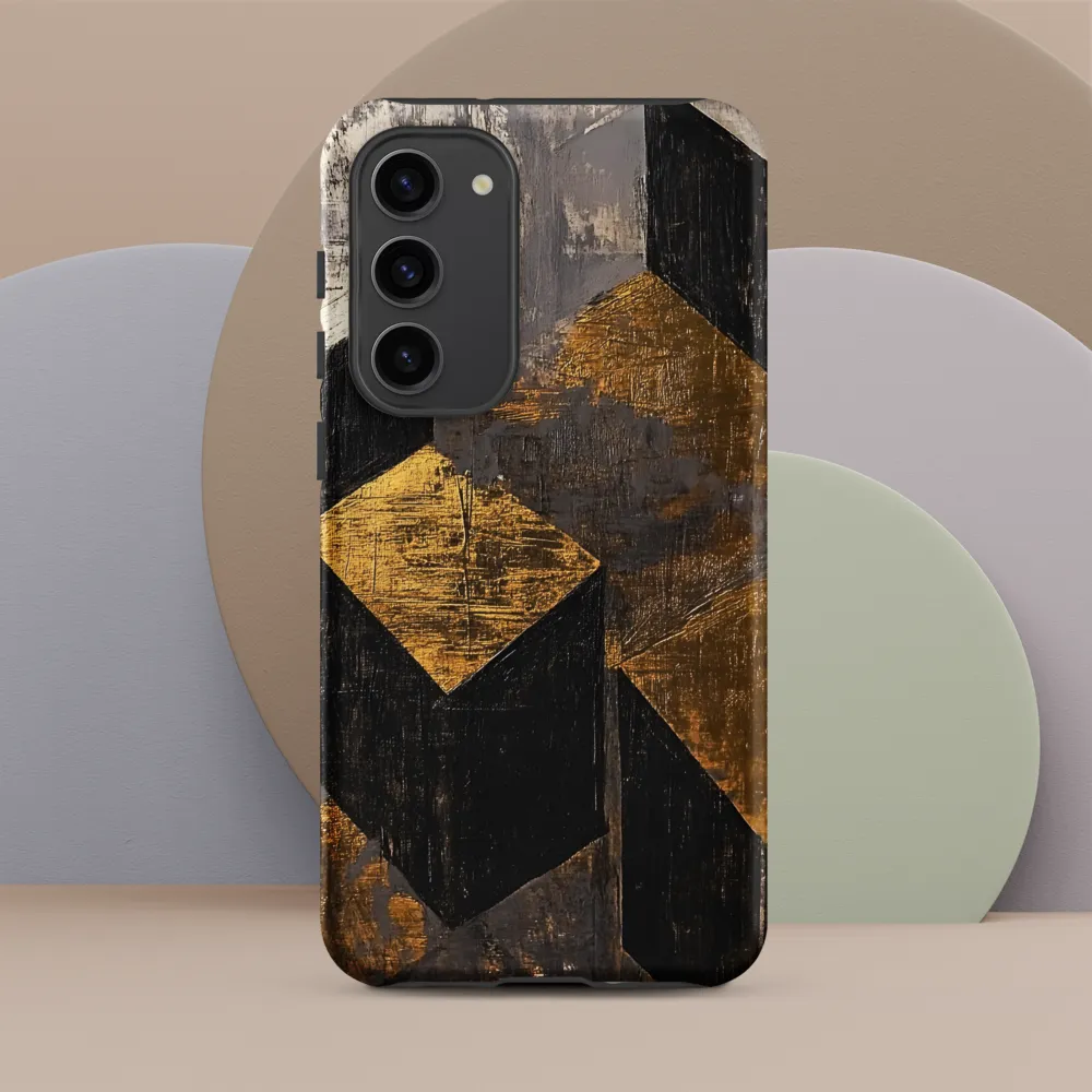 Geometric Harmony in Gold and Black | Phone Case |  S23 Plus | Tough Case | Matte
