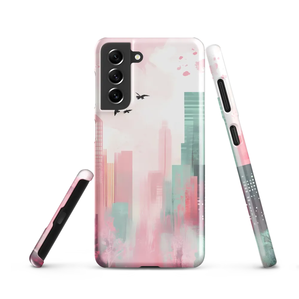 Dreamy Cityscape in Pink and Cyan