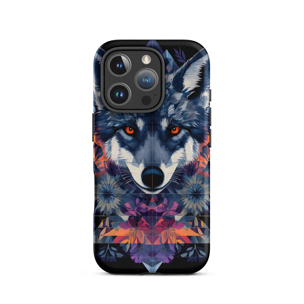 Mystical Wolf Amidst Floral Geometry