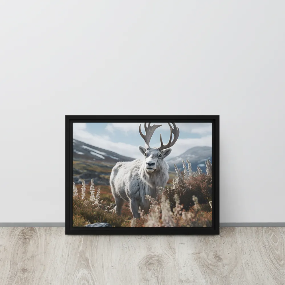 Majestic Harmony: The Reindeer in Nature | Canvas with Black Frame | 12″×16″