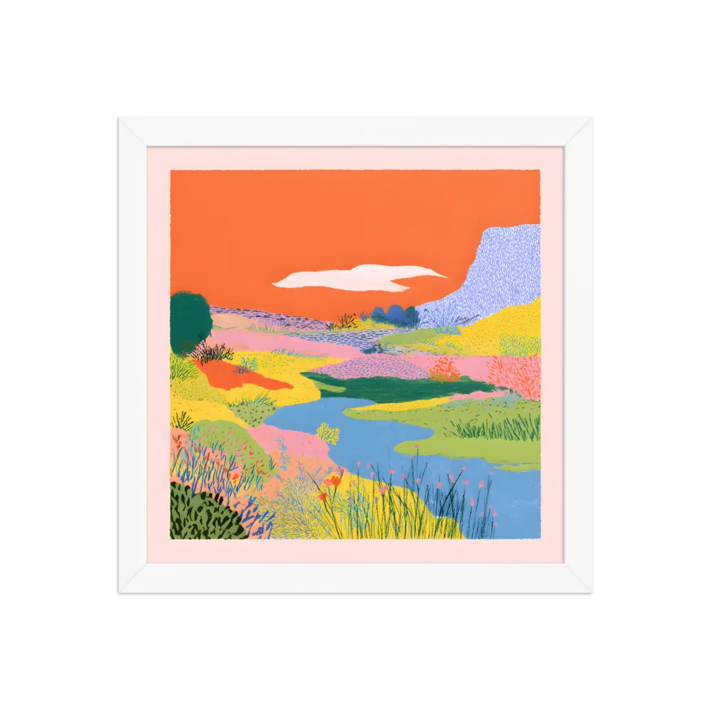 Orange Sky Meadow 
 Poster with White Frame | 12″x 12″