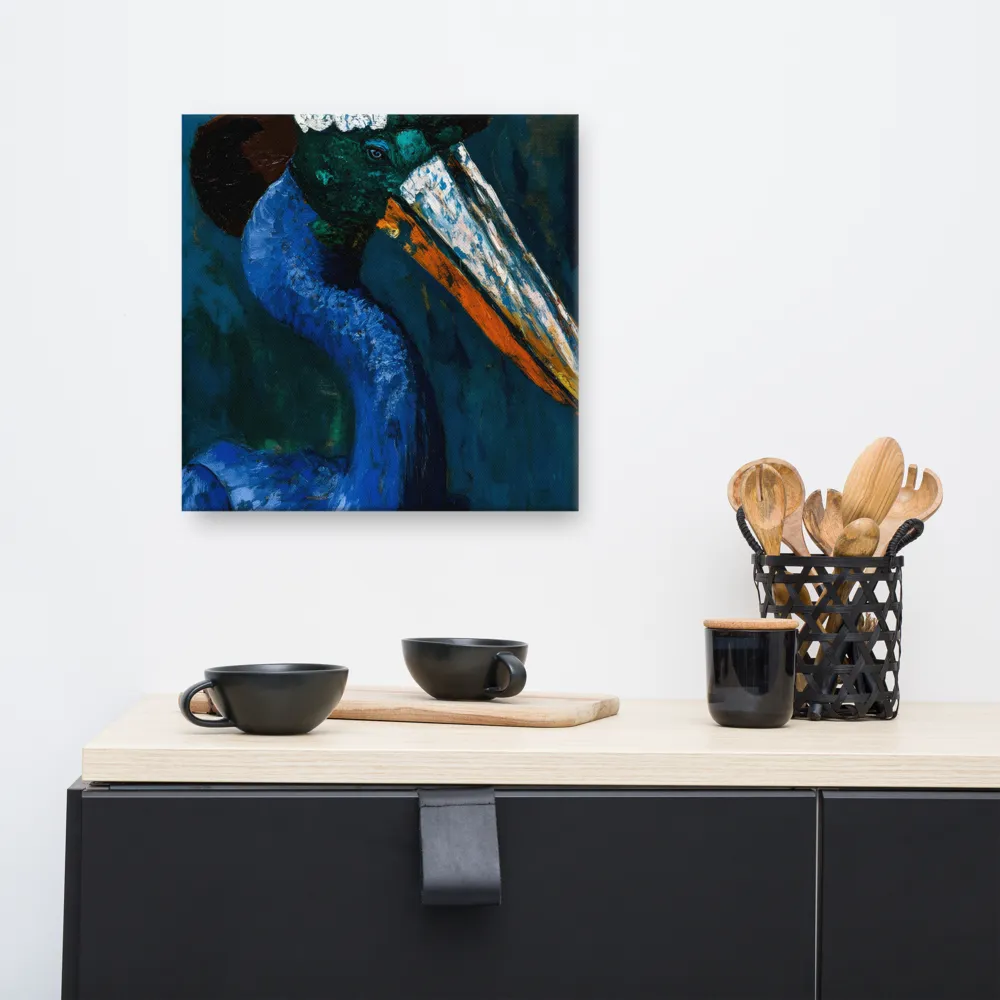 Majestic Absurdity: The Hat-Wearing Bird | Canvas | 16″×16″