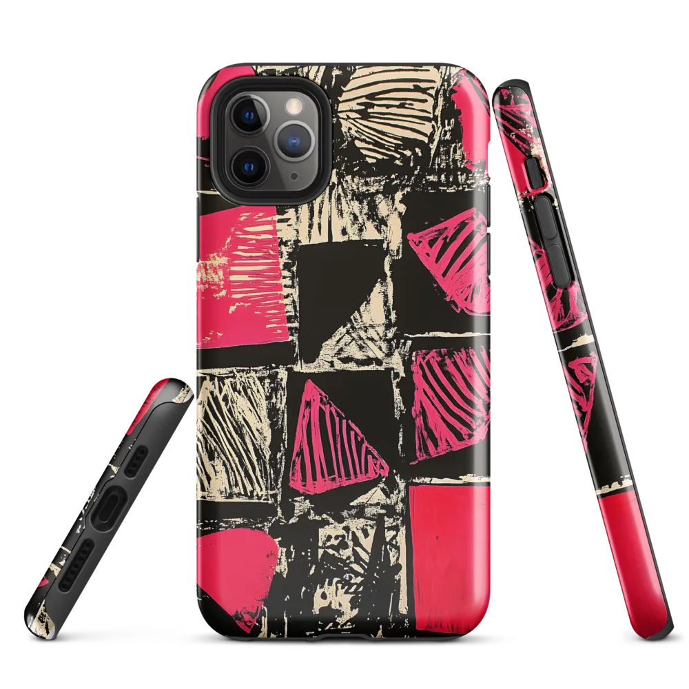 Geometric Symphony in Pink and Black | Phone Case |  11 Pro Max | Tough Case | Glossy