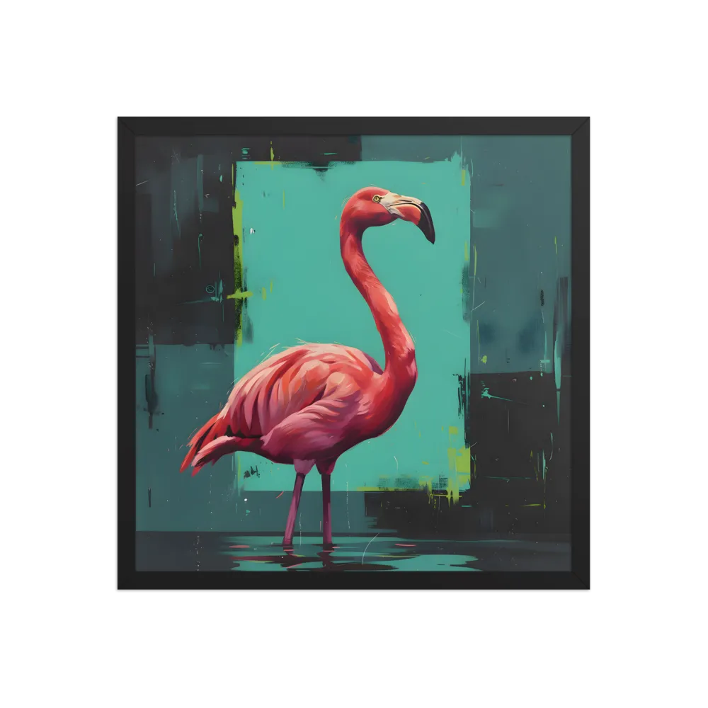 Teal Flamingo 
 Poster with Black Frame | 18″x 18″