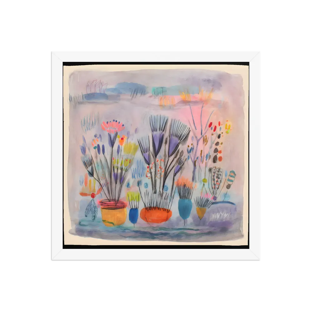 Dreamy Botanical Study 
 Poster with White Frame | 14″x 14″