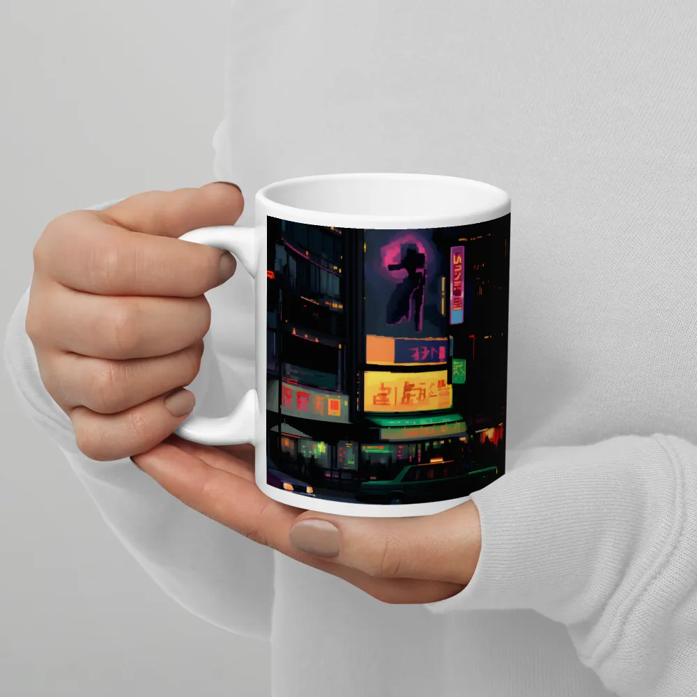 Neon Dreams: A Pixelated Urban Night | Mugs | Multiple Sizes & Colors