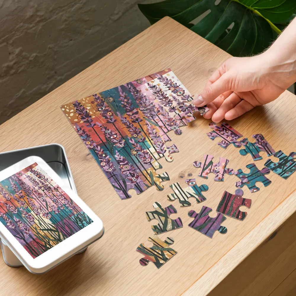 Patchwork Lavender 
 Jigsaw Puzzle in Tin Box