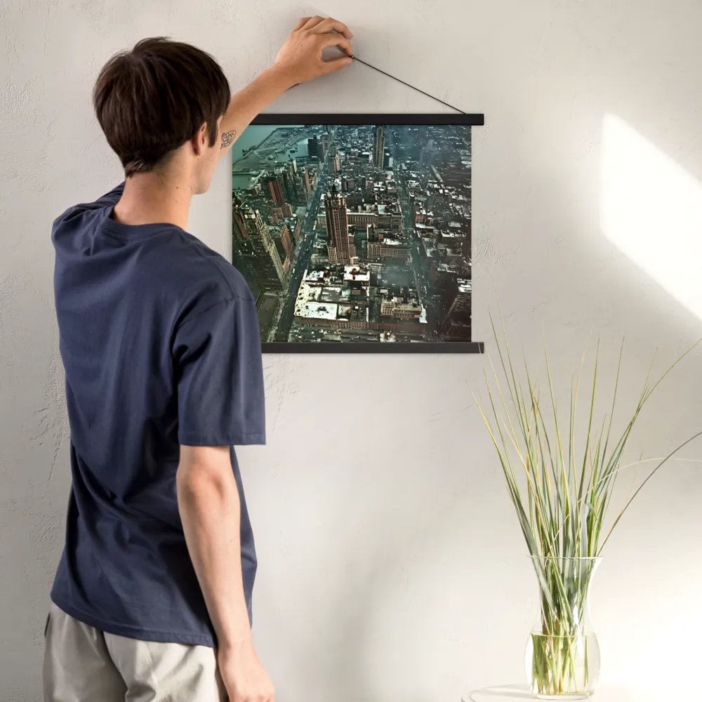 Aerial Symphony of Urban Life | Poster With Black Wood Hanger | 18″×18″