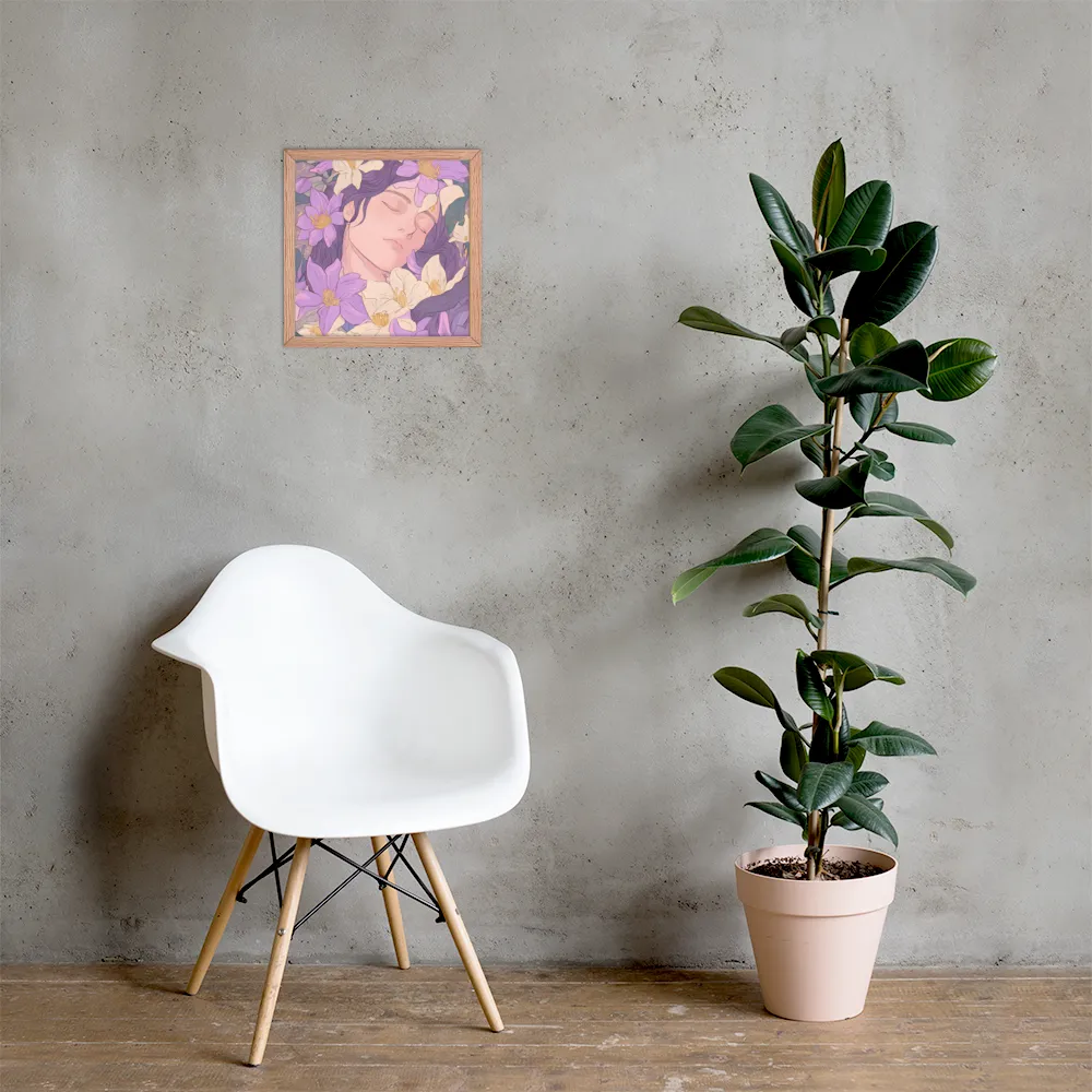 Harmony in Bloom | Poster with Red oak Frame | 14″×14″