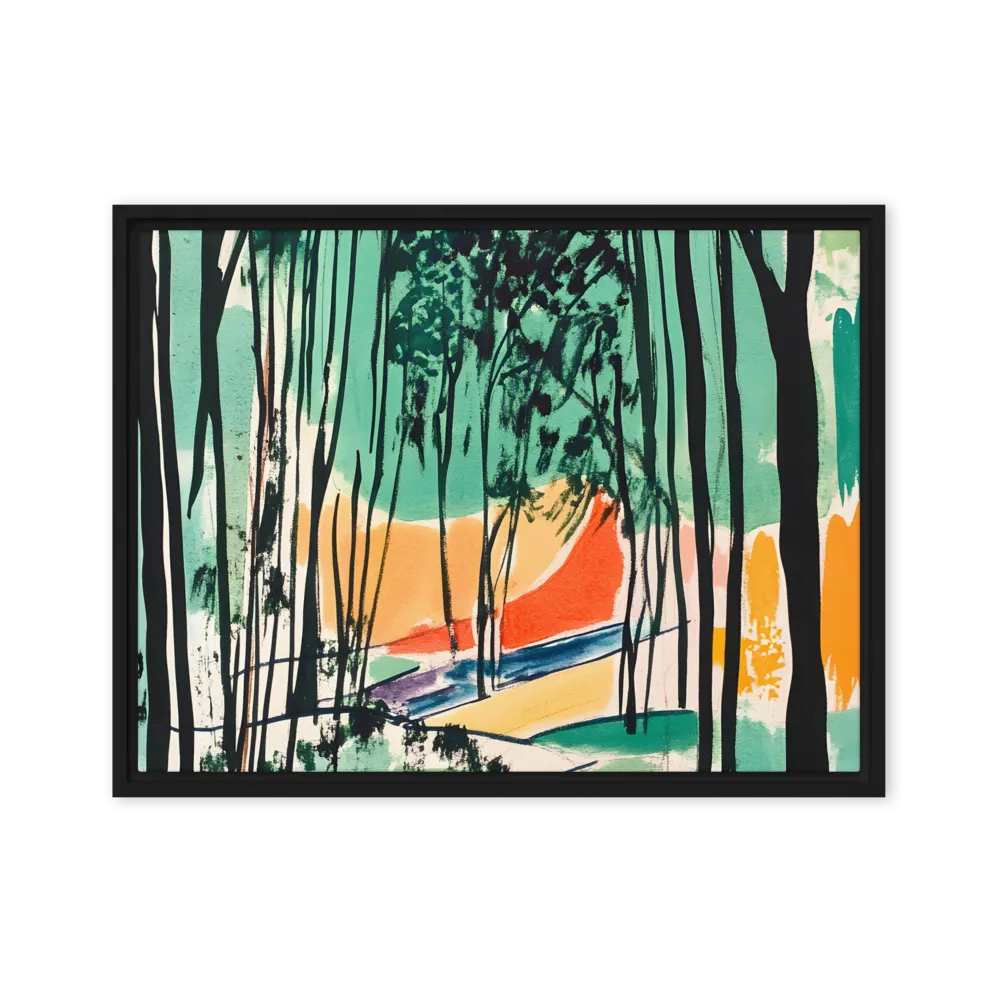 Winding Path Through the Forest | Canvas with Black Frame | 18″×24″