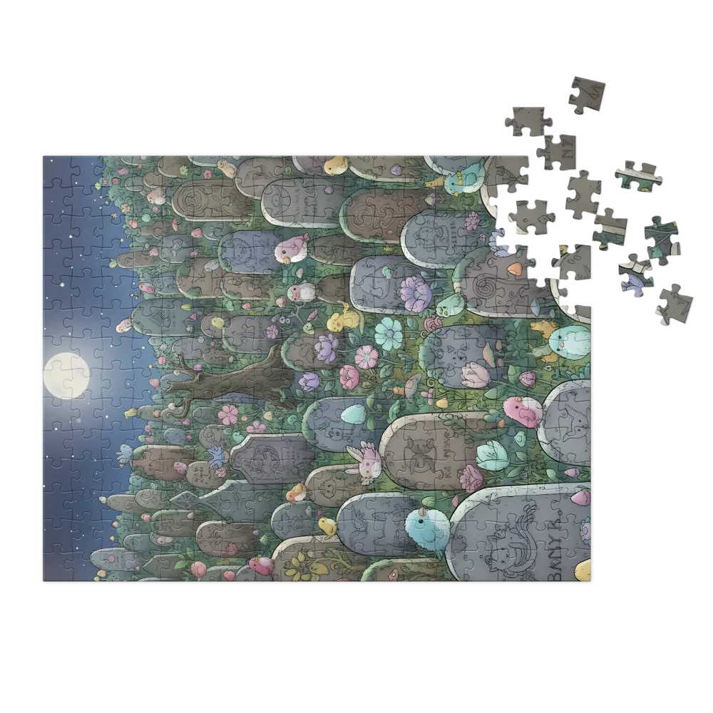 Moonlit Graveyard Garden 
 Jigsaw Puzzle in Tin Box