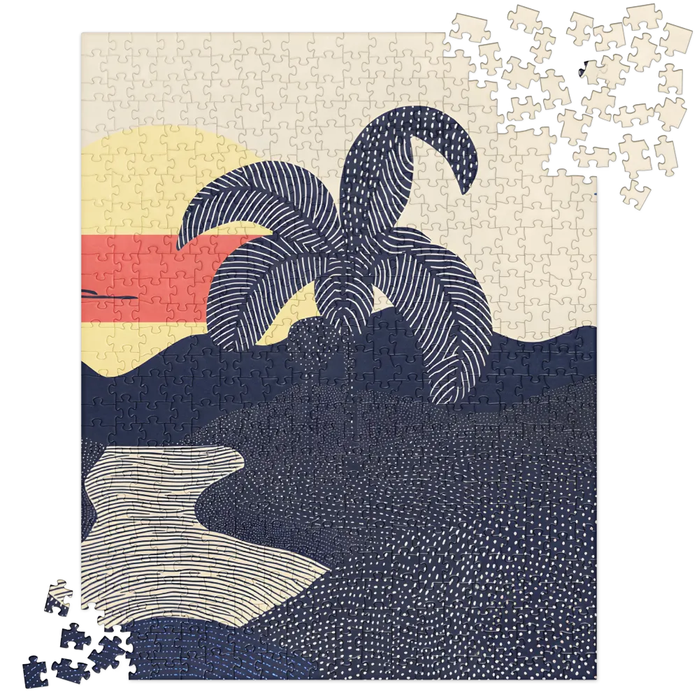 Tranquil Sunset in Modern Minimalism | Jigsaw Puzzle | 520 pieces