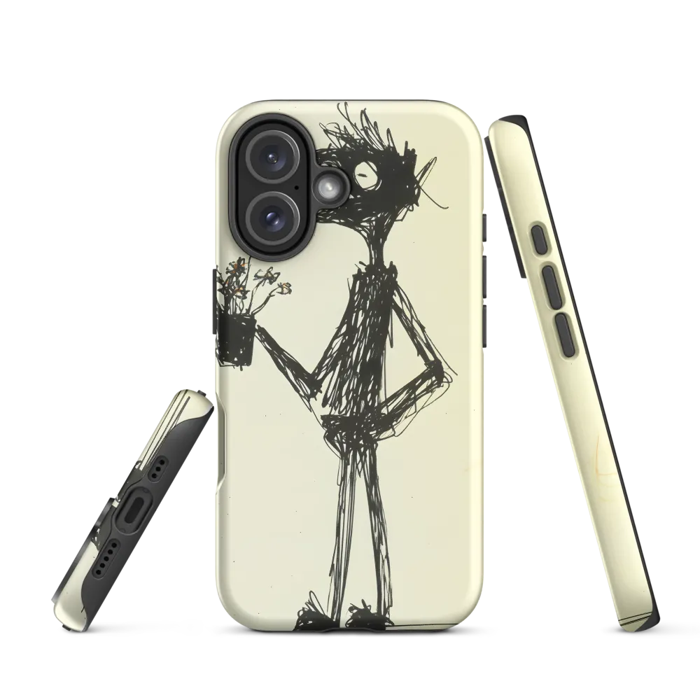 Whimsical Figure with Flowers | Phone Case |  16 | Tough Case | Matte