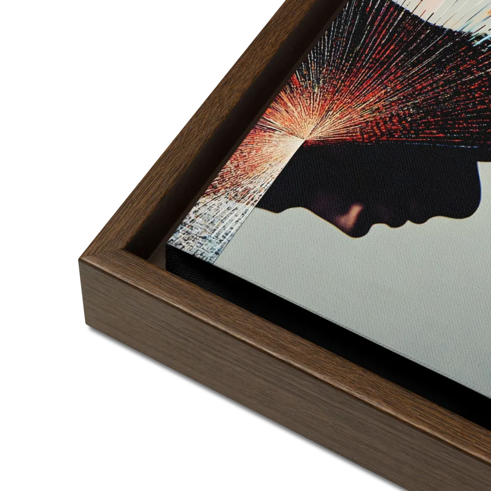 Radiant Reflection: An Abstract Journey of Thought | Canvas with Brown Frame | 12″×12″