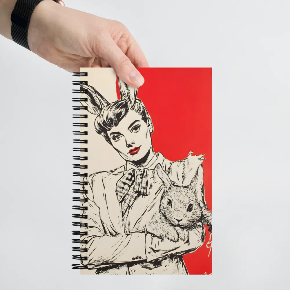 Whimsical Elegance: The Rabbit Lady | Spiral Notebook