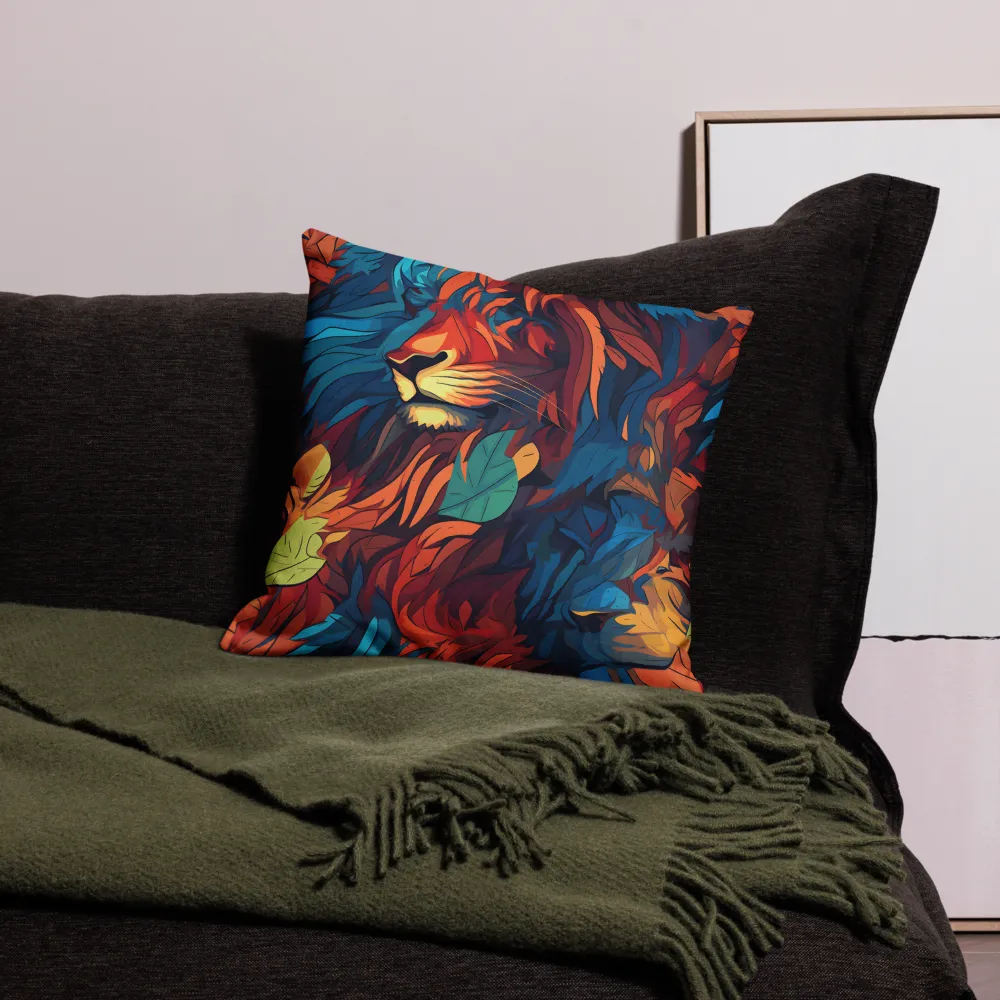 Harmony of Strength: The Lion and Nature | Pillow | 18″×18″