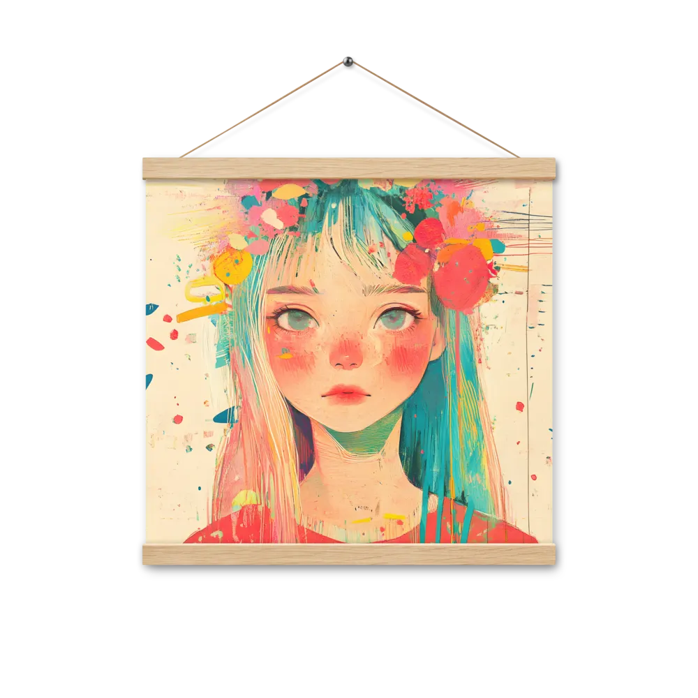 Whimsical Blossom | Poster With Oak Wood Hanger | 16″×16″