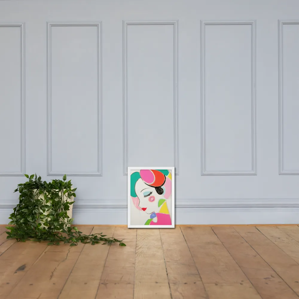 Whimsical Portrait in Colorful Abstraction | Poster with White Frame | 12″×16″