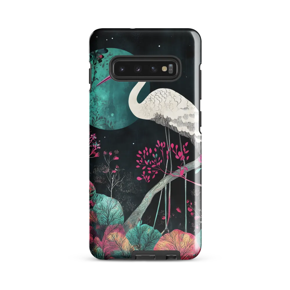 Ethereal Presence: Heron in a Floral Dreamscape | Phone Case |  S10 Plus | Tough Case | Glossy