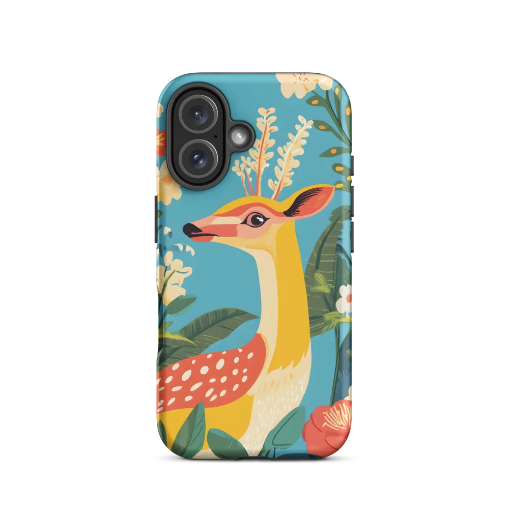 Serene Majesty: A Vibrant Deer Amidst Flora | Phone Case