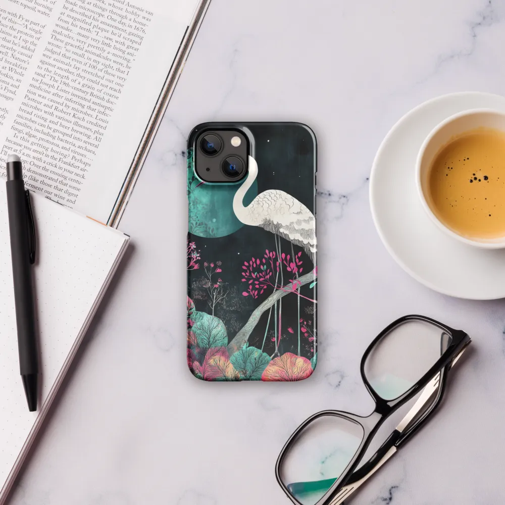 Ethereal Presence: Heron in a Floral Dreamscape | Phone Case |  13 | Snap Case | Glossy