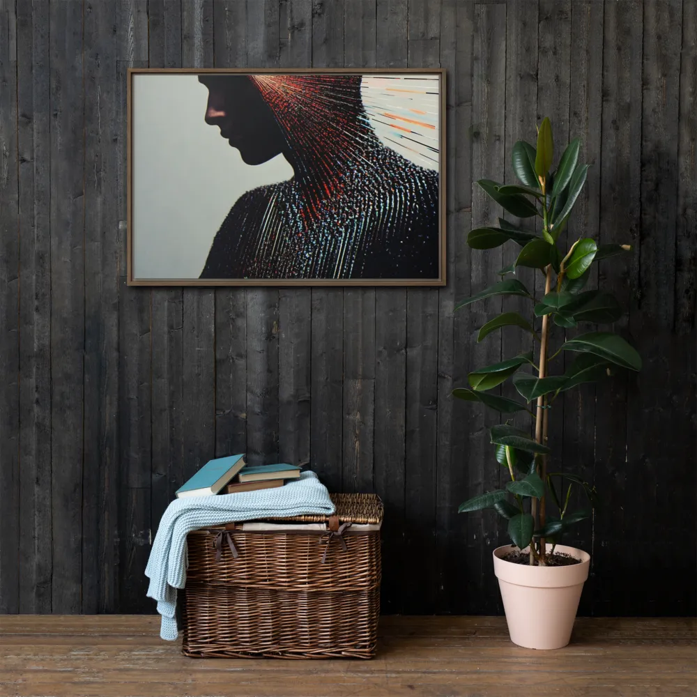 Radiant Reflection: An Abstract Journey of Thought | Canvas with Brown Frame | 24″×36″