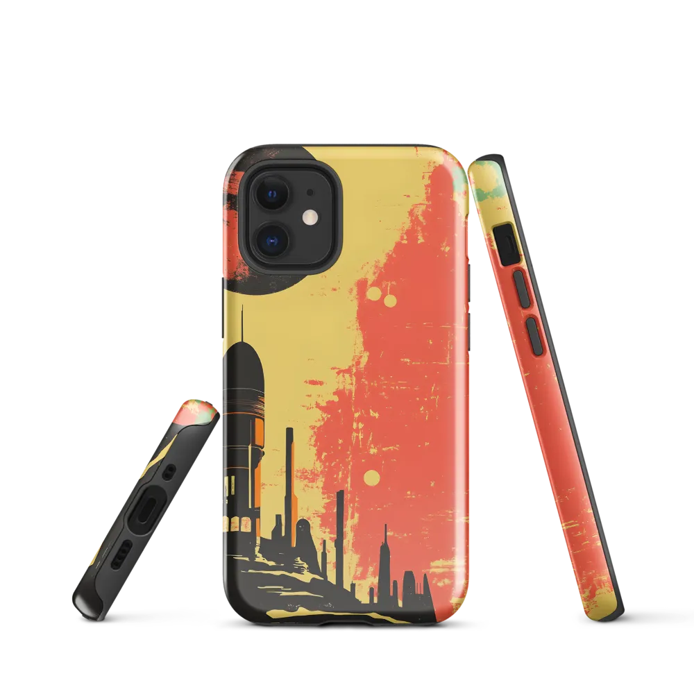 Journey to the Stars: A Retro-Futuristic Landscape | Phone Case |  12 mini | Tough Case | Glossy