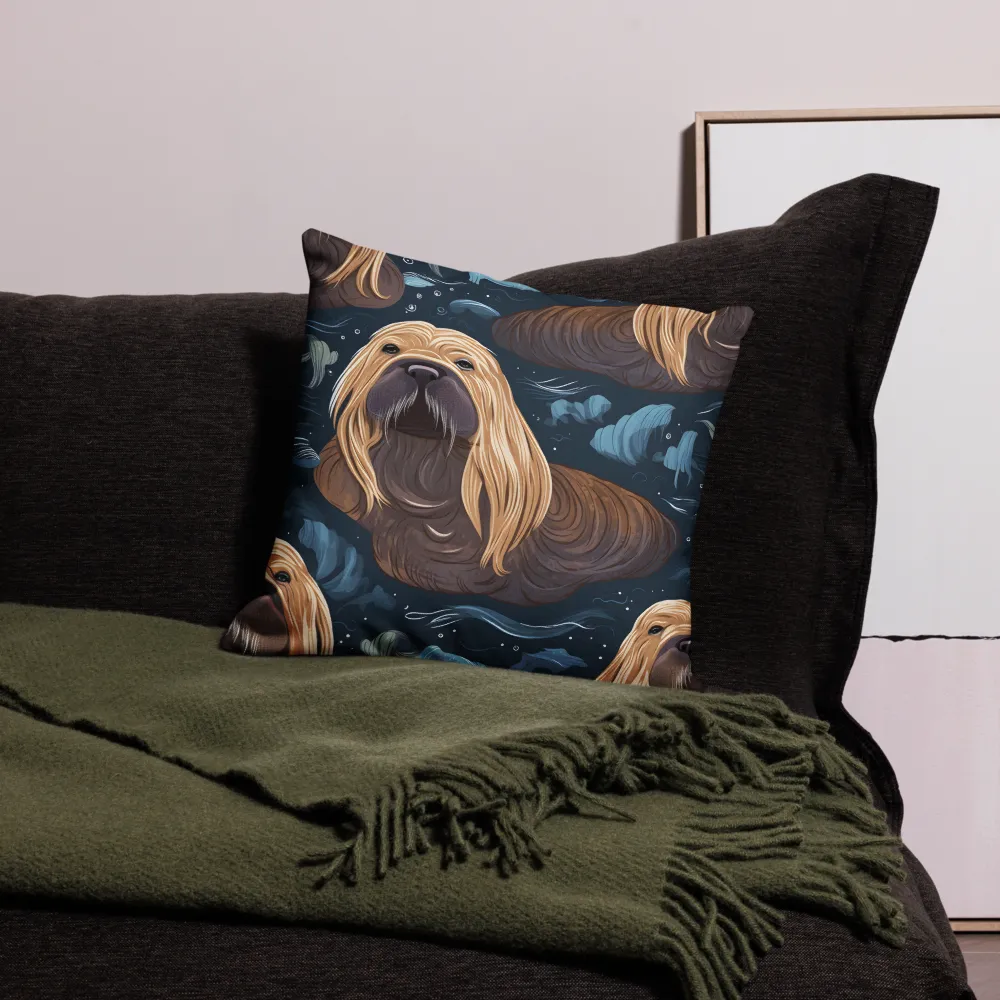 Whimsical Walruses in Deep Blue | Pillow & Pillow Case | Multiple Sizes