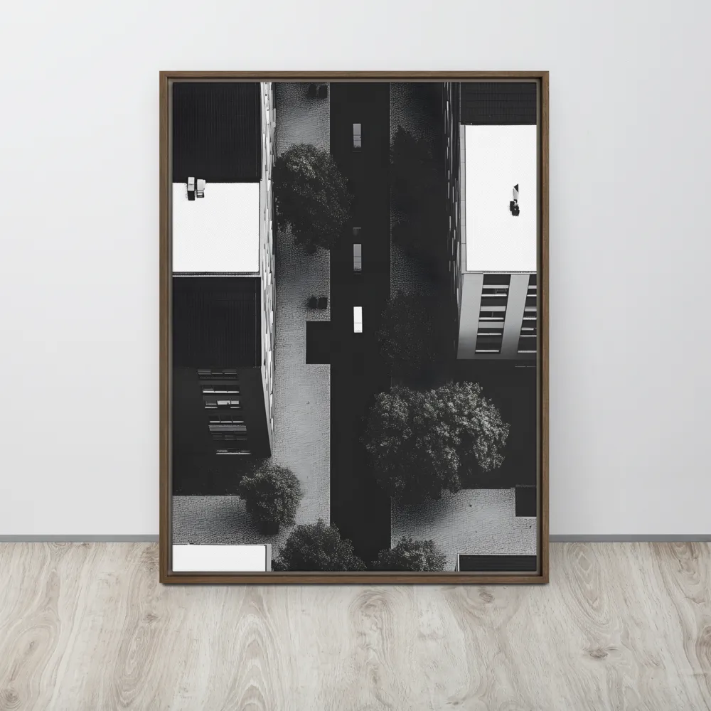 Urban Serenity from Above | Canvas with Brown Frame | 24″×32″