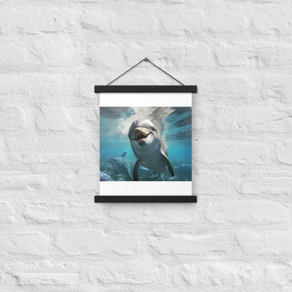 Beneath the Waves: A Dolphin's Dance | Poster With Black Wood Hanger | 11″×14″