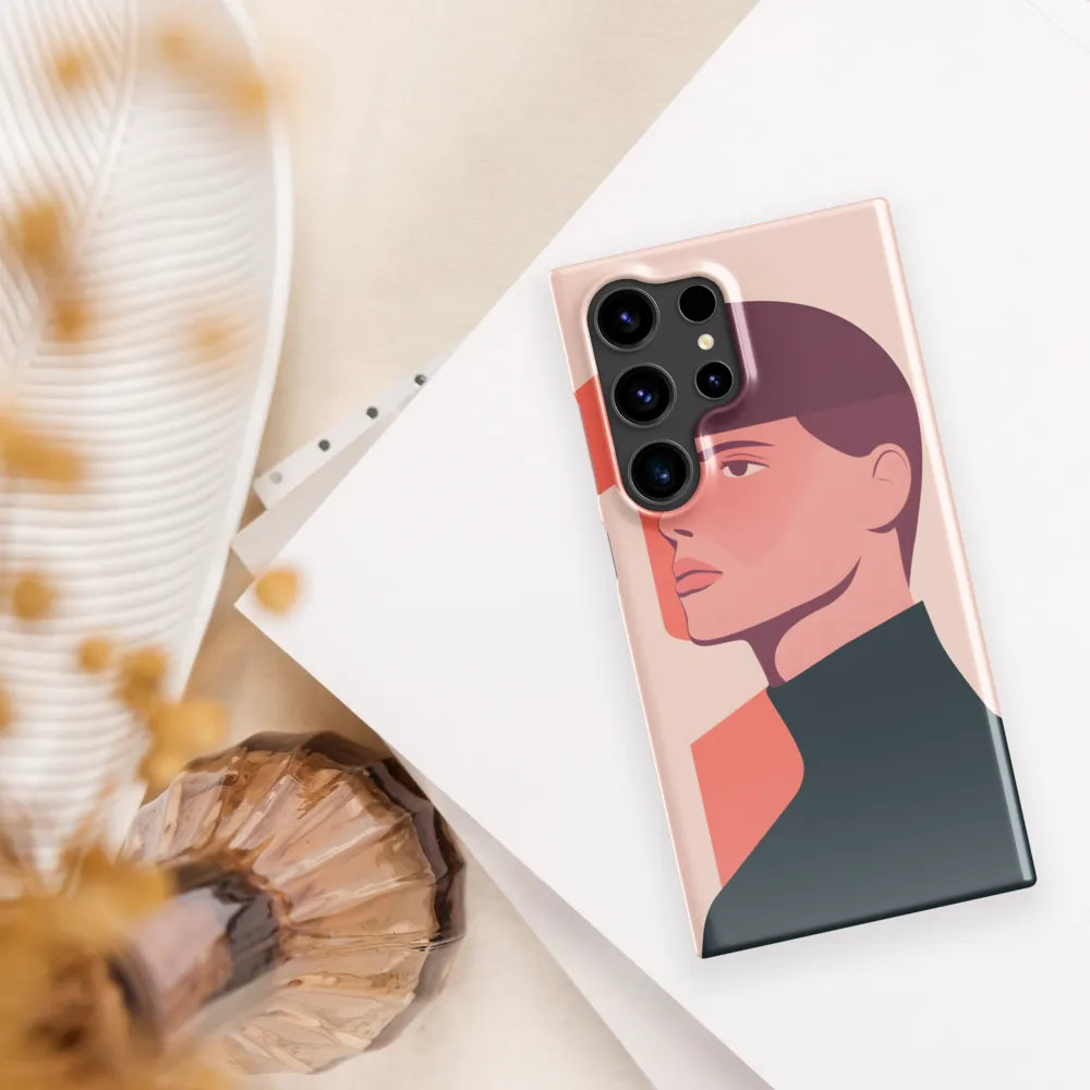 Contemplative Portrait in Minimalism | Phone Case |  S24 Ultra | Snap Case | Glossy