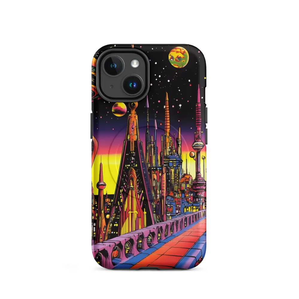 Futuristic Cosmos: A Journey Through Neon Cities | Phone Case |  14 | MagSafe® Tough Case | Matte
