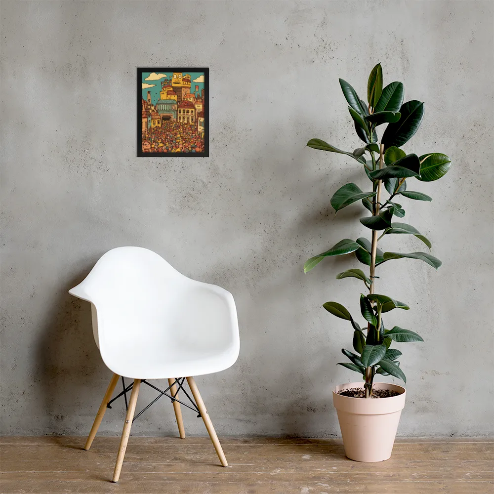 The Quirky City Gathering | Poster with Black Frame | 11″×14″