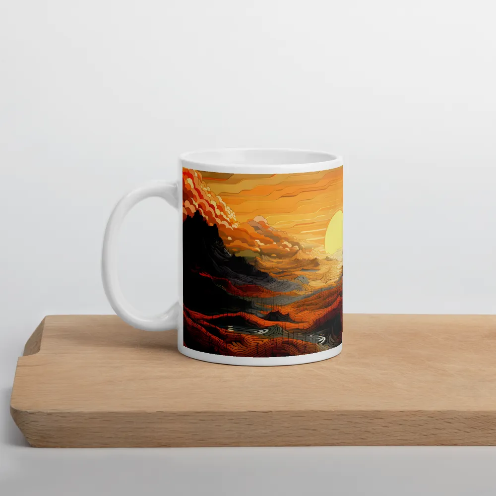 Ethereal Sunset: A Serene Landscape in Flowing Forms | Mug with White inside | 11 oz